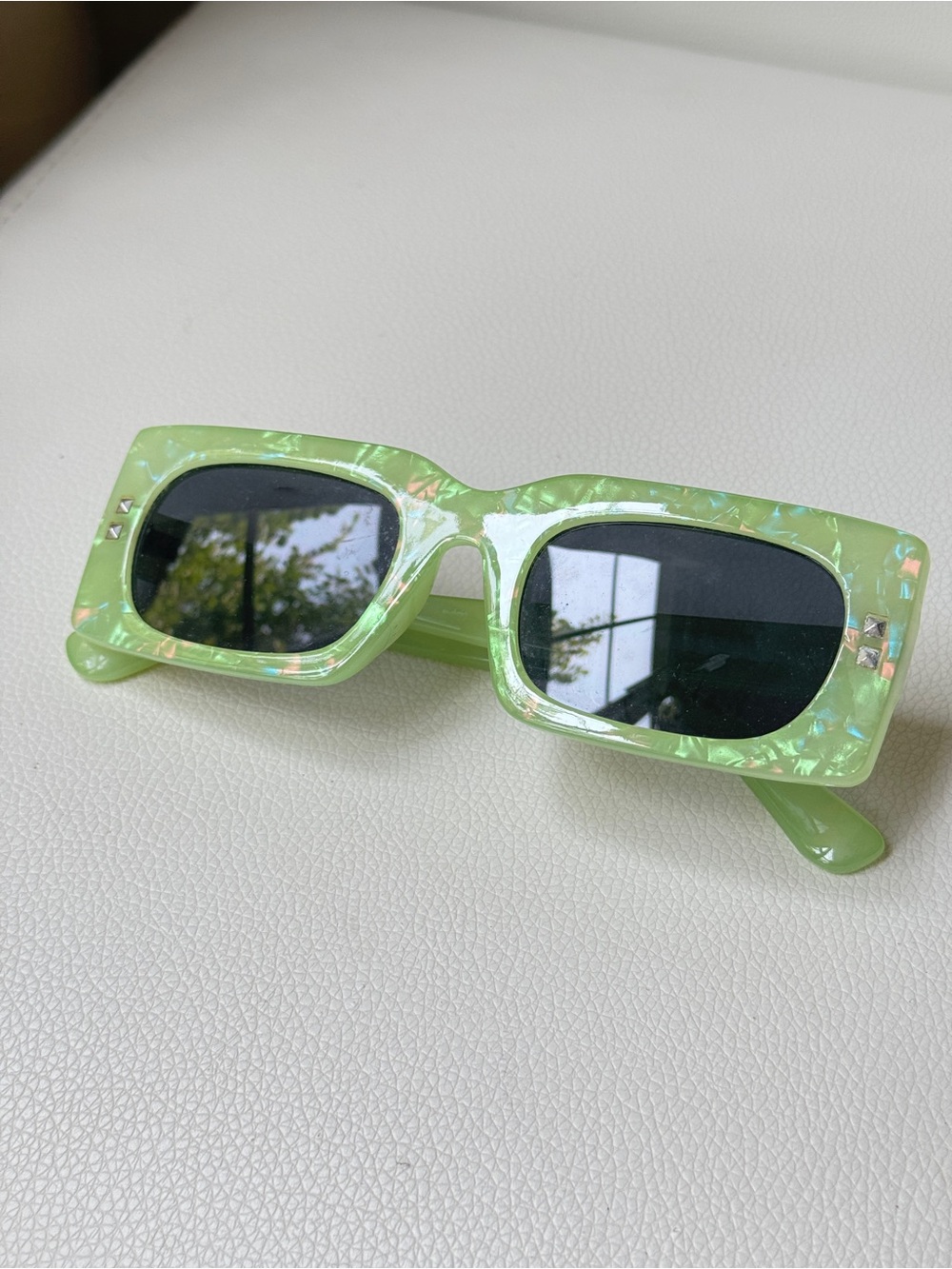 Target Green Iridescent Rectangle Sunglasses